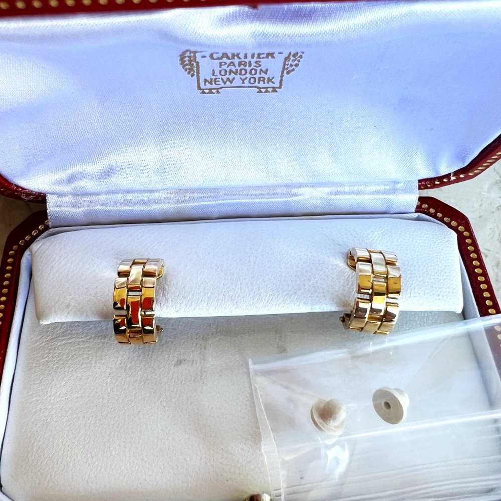 Cartier 18K Gold Maillon Panther Earrings